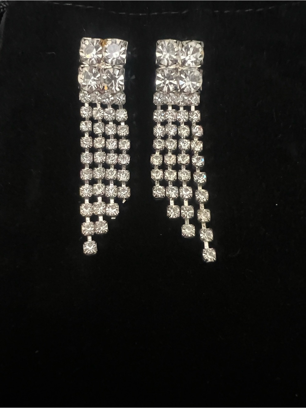 Vintage rhinestone Fringe Drop Earrings - Women Jewelry
